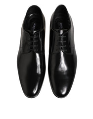 Black Calfskin Leather Derby Men Dress Shoes
