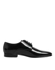 Black Calfskin Leather Derby Men Dress Shoes