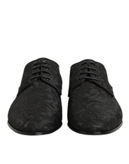Black Brocade Lace Up Derby Men Dress Shoes