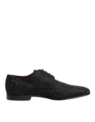 Black Brocade Lace Up Derby Men Dress Shoes