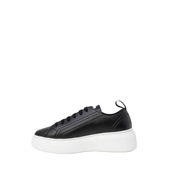 Black Artificial Leather Low Top Sneakers