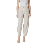 Beige Viscose Casual Pants