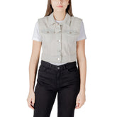 Light Blue Cotton Sleveless Jacket