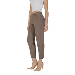 Brown Polyester Casual Pants