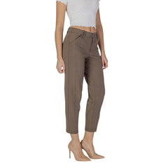 Brown Polyester Casual Pants