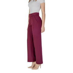 Purple Viscose Casual Pants