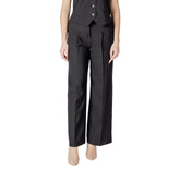 Black Polyester Casual Pants