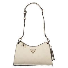 Beige Polyurethane Women's Shoulder Bag