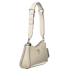 Beige Polyurethane Women's Shoulder Bag