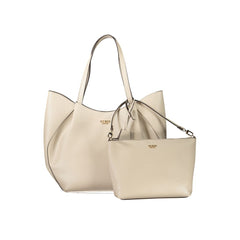Beige Polyurethane Women's Handbag