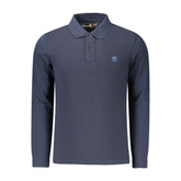 Blue Cotton Men Polo Shirt