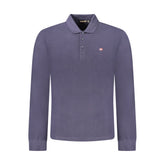 Blue Cotton Men Polo Shirt