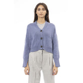 Light Blue Merino Wool Women Cardigan