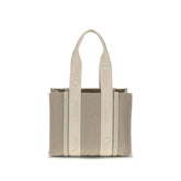 Beige Linen Shoulder Bag