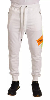 White Cotton Logo Patch Sweatpants Jogging Pants