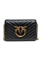 Black Leather Love Click Mini Shoulder Bag