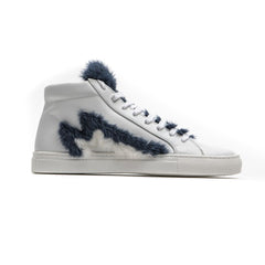 حذاء رياضي نسائي جلدي أبيض اللون أبيض