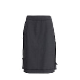 Black Polyester Midi Skirt