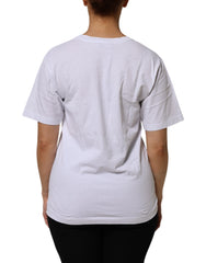 White Cotton V-Neck Short Sleeves T-Shirt