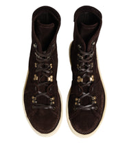 Brown Suede Lace Up Ankle Short Boots Shoes