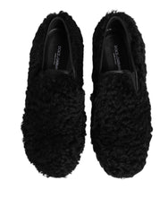 Dress Black Fur Leather Slippers Men Shoes