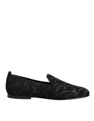Black Brocade Loafers Slip On Men Dress Shoes