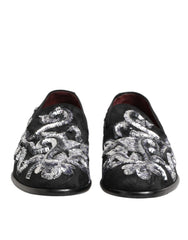 Black Silver Sequined Loafers Men Dress Shoes