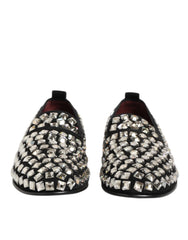 Black Suede Crystals Loafers Men Dress Shoes