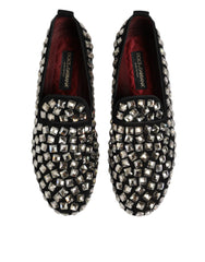 Black Suede Crystals Loafers Men Dress Shoes