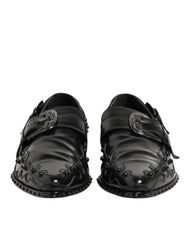 Black Embellished Dress Monk Strap Shoes