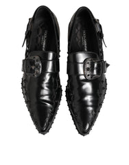 Black Embellished Dress Monk Strap Shoes