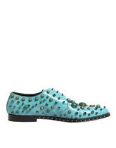 Turquoise Crystal Embellished Men Derby Shoes