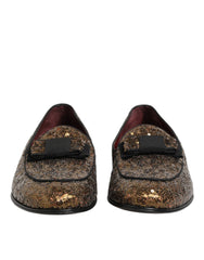 Gold Sequined Slip On Loafers Men Dress Shoes