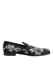Black Silver Sequined Loafers Men Dress Shoes