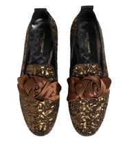 Gold Sequined Slip On Loafers Men Dress Shoes