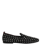Black Crystal Embellished Loafers Dress Shoes