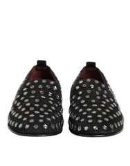 Black Crystal Embellished Loafers Dress Shoes