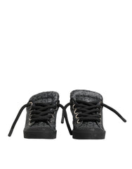 Black Cotton Denim Logo Low Top Sneakers Shoes