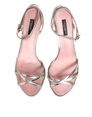 Pink Embellished Leather Ball-Heel Sandals Shoes