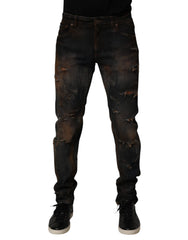 Black Cotton Skinny Tattered Men Denim Jeans
