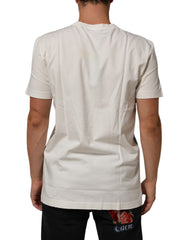 تي شيرت رجالي أبيض من القطن بشعار باندانا مطبوع