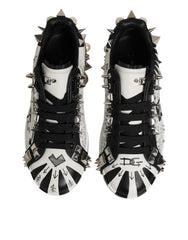 Black White Studded Low Top Sneakers Shoes