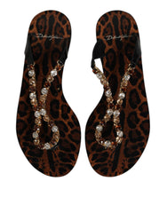 Black Crystals Flats Sandals Beachwear Shoes