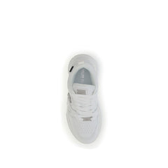 White Polyester Athletic Sneakers
