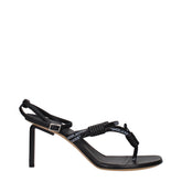 Black Leather Flip-Flop Sandals