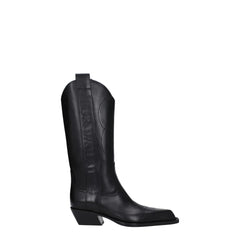 Black Leather High Heel Boots