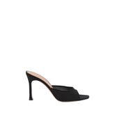Black Nylon Stiletto Heel Sandals