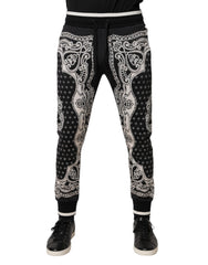 Black Cotton Bandana Jogger Sweatpants Pants