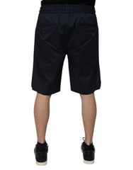 Navy Blue Cotton Stretch Men Bermuda Shorts