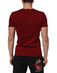 Maroon Cotton Crew Neck Short Sleeves T-Shirt